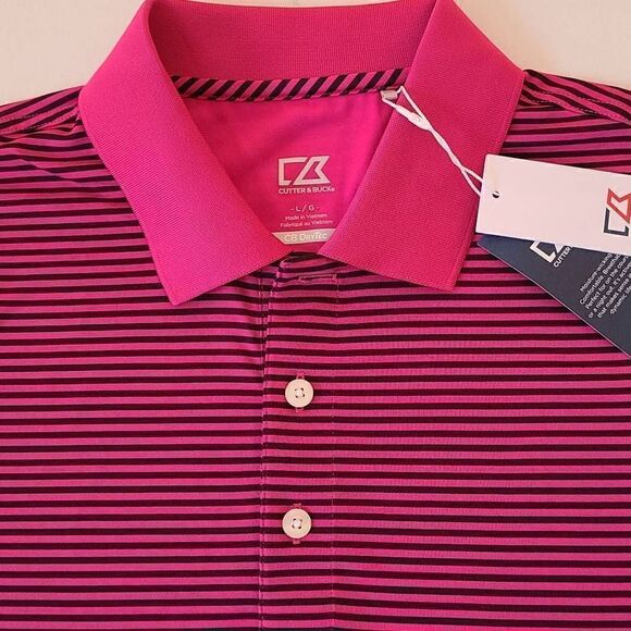 NWT Cutter & Buck Men's Drytek Stripe Polo Shirt Size Large - Picture 8 of 15